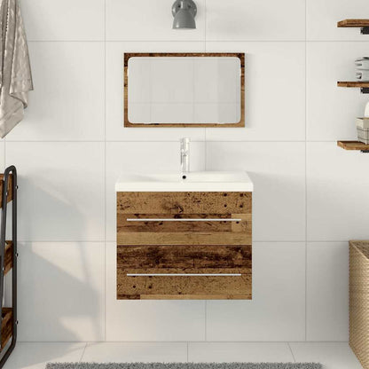 vidaXL Bathroom Sink Cabinet with Drawer Wall-mounted 2 pcs Old Wood