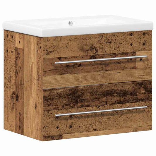 vidaXL Bathroom Sink Cabinet with Drawer Wall-mounted 2 pcs Old Wood