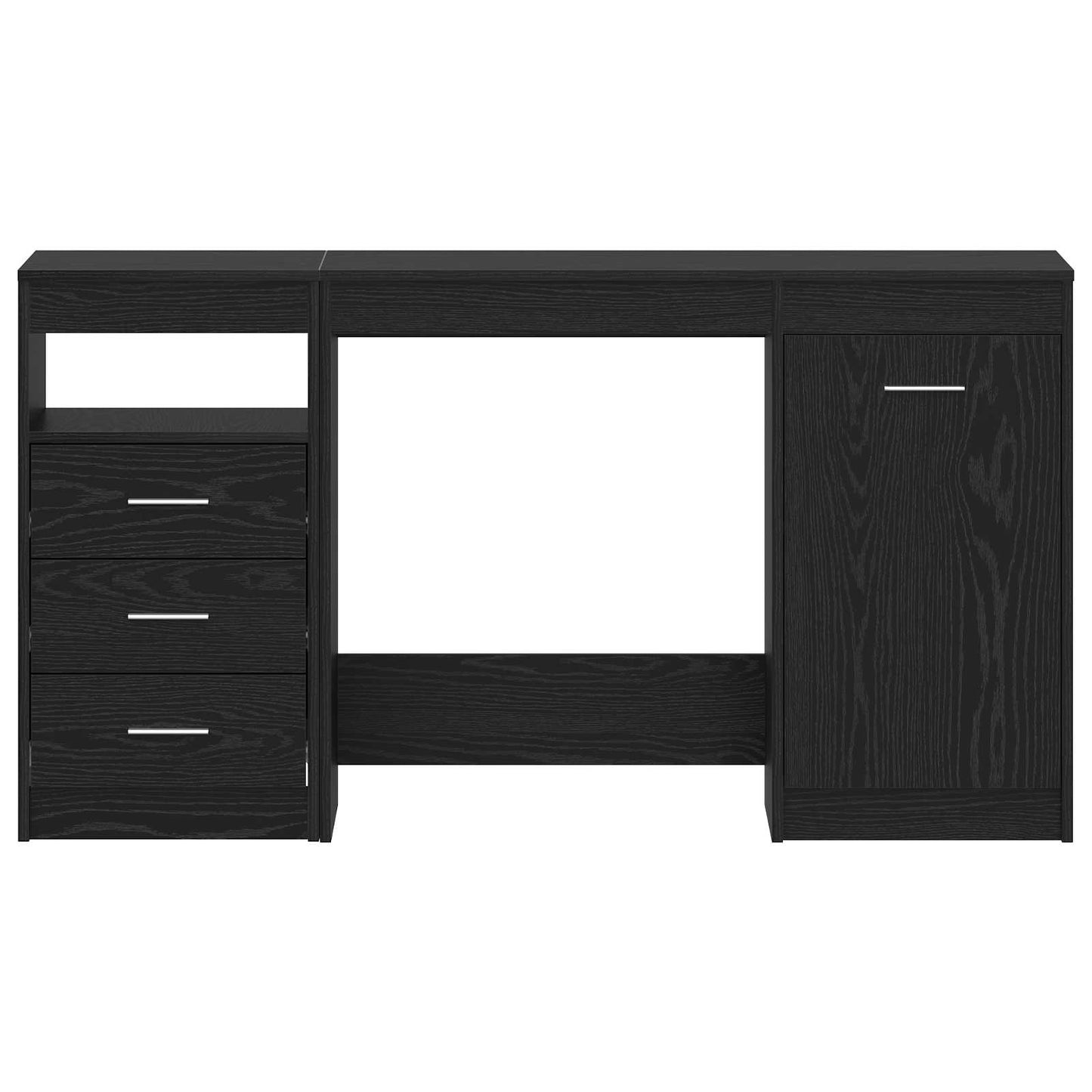 vidaXL Desk with Door 2 pcs Black Oak 140 x 50 x 76 cm Engineered Wood