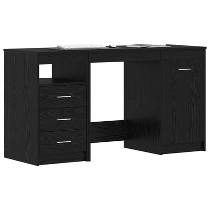 vidaXL Desk with Door 2 pcs Black Oak 140 x 50 x 76 cm Engineered Wood