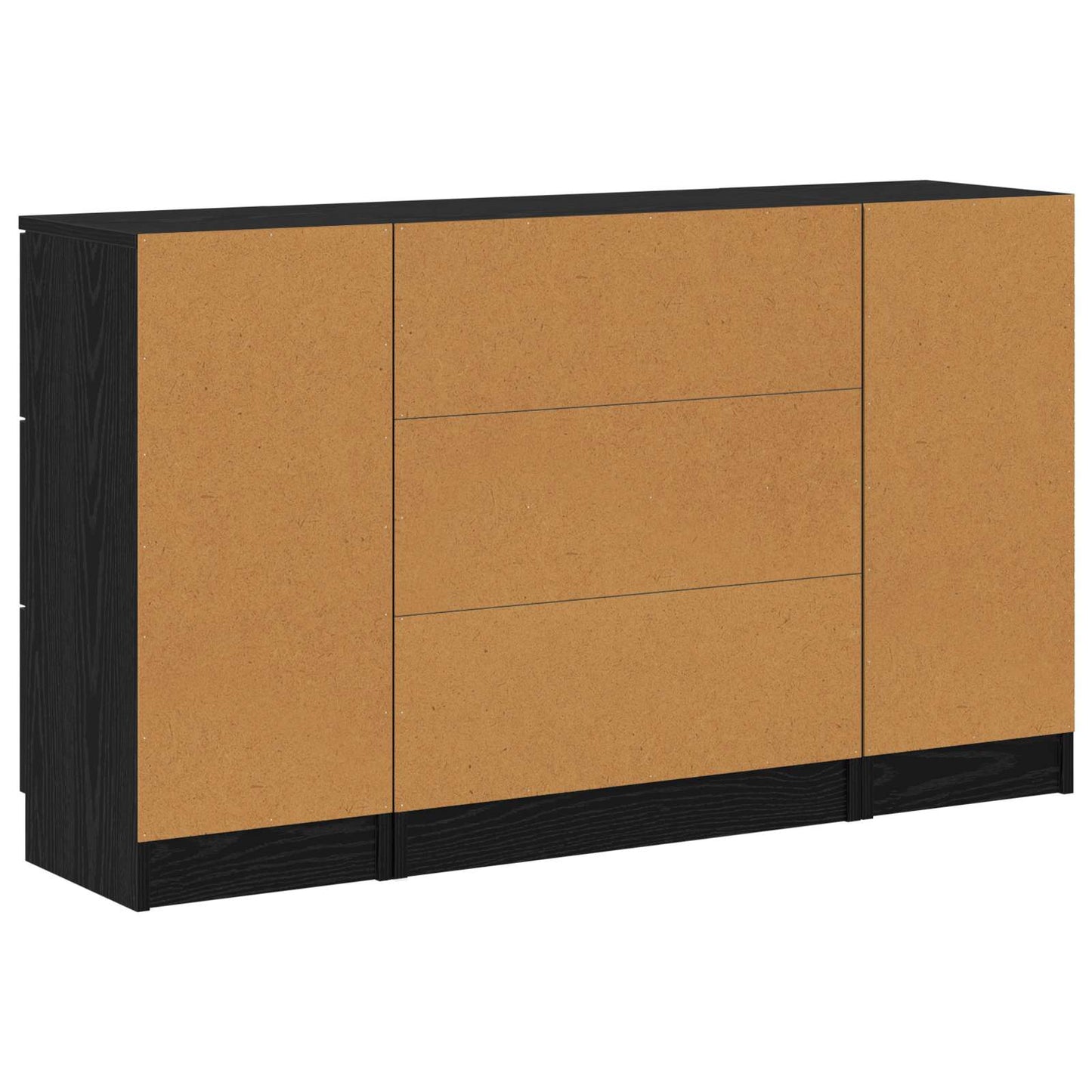 vidaXL Sideboard with Drawer 3 pcs Black Oak Engineered Wood