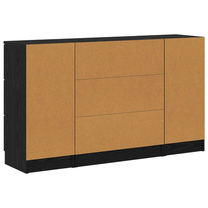 vidaXL Sideboard 3 pcs Black Oak 121 x 30 x 70 cm Engineered Wood