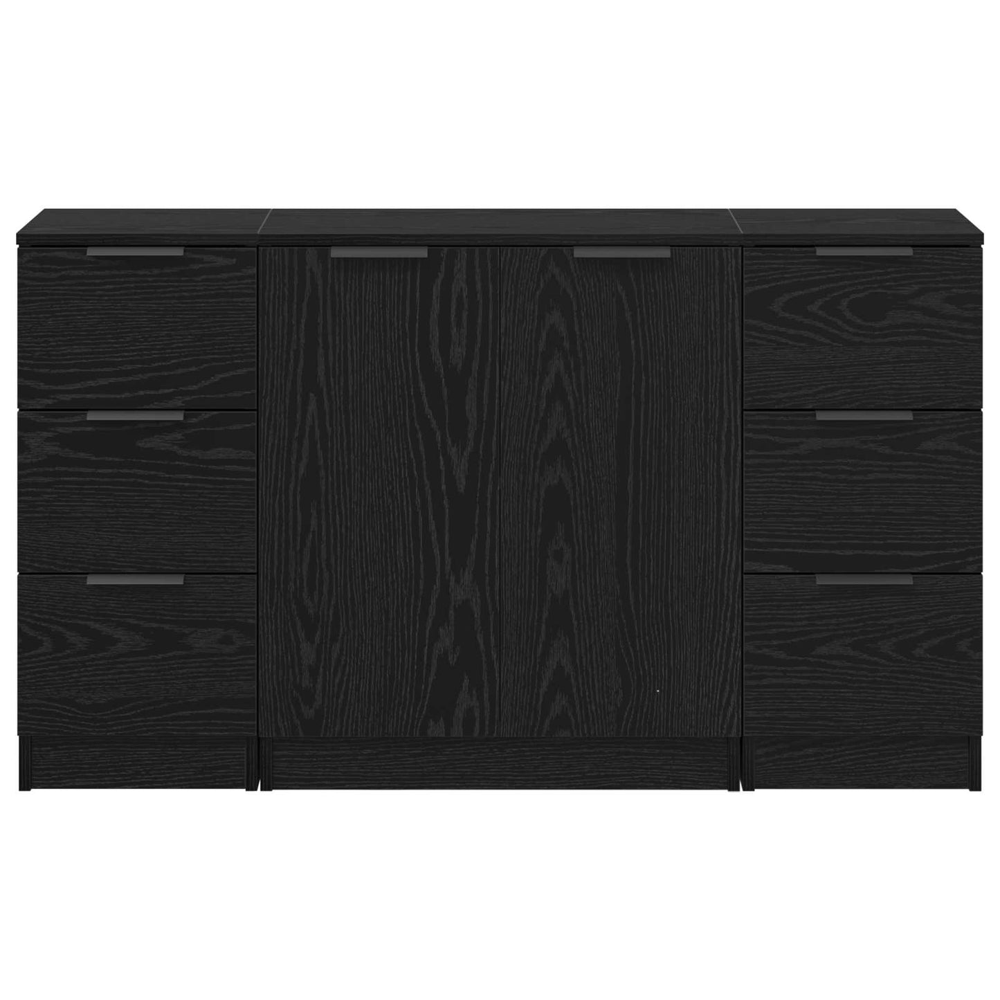 vidaXL Sideboard with Drawer 3 pcs Black Oak Engineered Wood