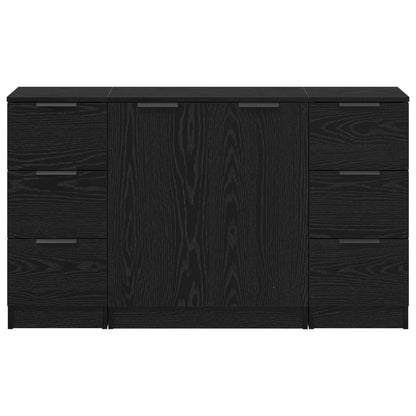 vidaXL Sideboard with Drawer 3 pcs Black Oak Engineered Wood