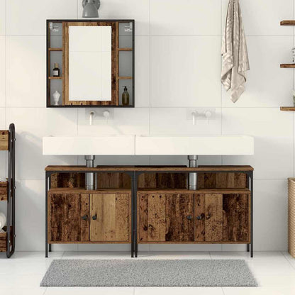 vidaXL Bathroom Vanity Units with Shelf 3 pcs Brown Engineered wood