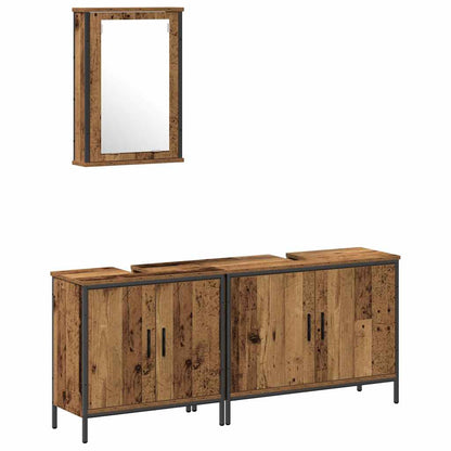 vidaXL Bathroom Vanity Units with Shelf 3 pcs Brown Engineered wood