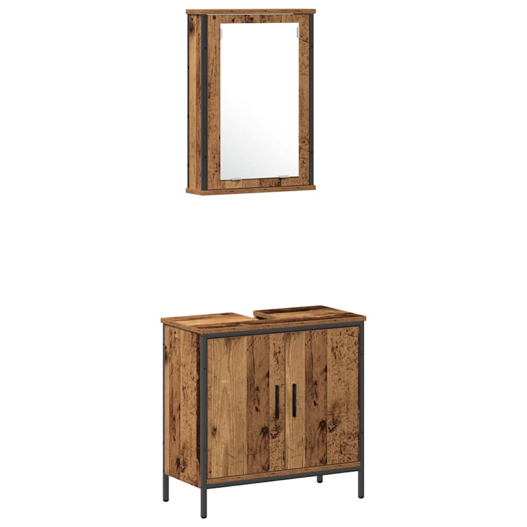 vidaXL Bathroom Vanity Units with Shelf 3 pcs Brown Engineered wood