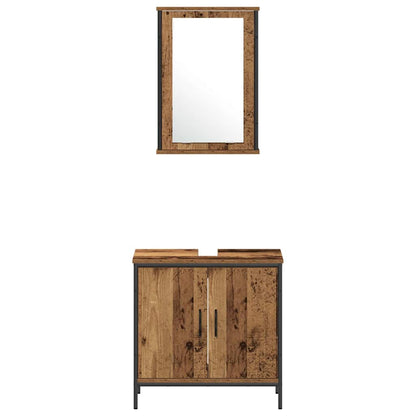 vidaXL Bathroom Furniture Set with Door 3 pcs Brown 33 x 33 x 120.5 cm