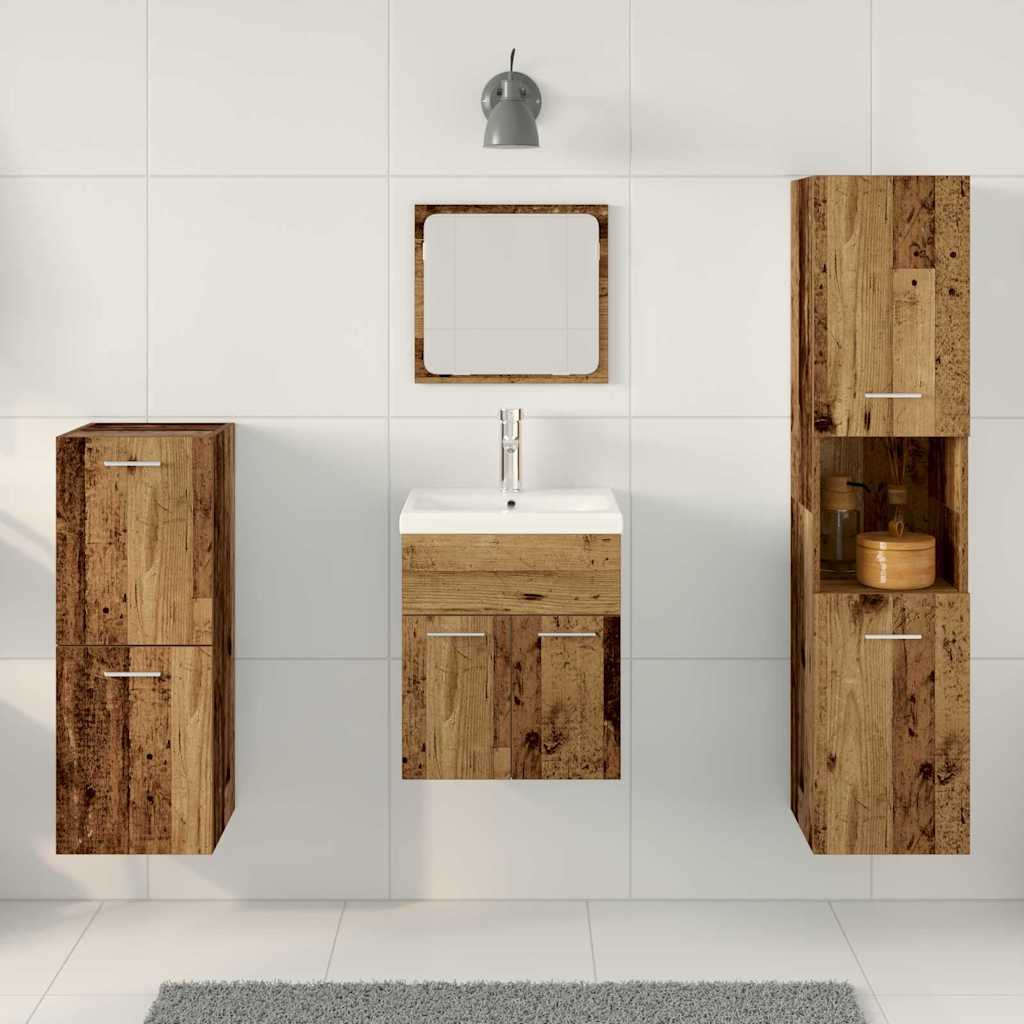 vidaXL Bathroom Furniture Set 4 pcs Old Wood Engineered Wood