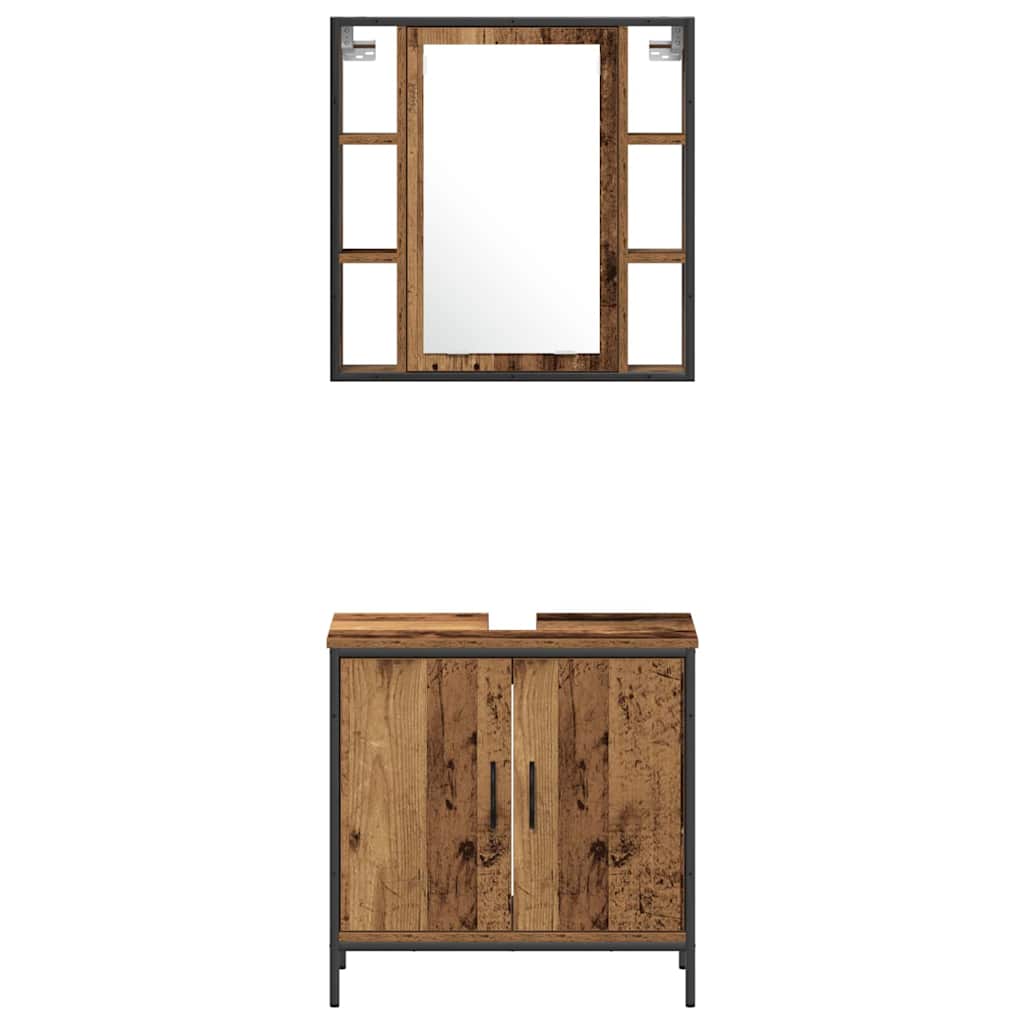 vidaXL Bathroom Vanity Units with Shelf 3 pcs Brown Engineered wood