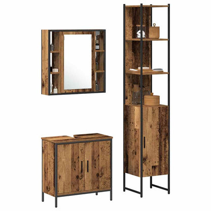 vidaXL Bathroom Vanity Units with Shelf 3 pcs Brown Engineered wood