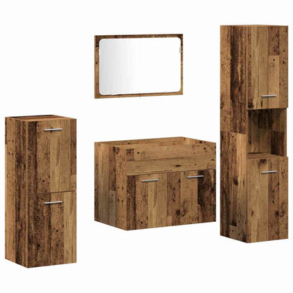 vidaXL Bathroom Furniture Set 4 pcs Old Wood Engineered Wood