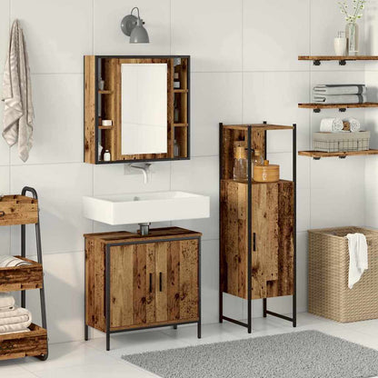vidaXL Bathroom Furniture Set with Shelf 3 pcs Brown Engineered wood