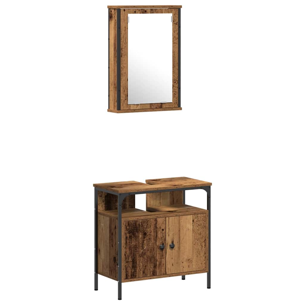 vidaXL Bathroom Furniture Set with Door 3 pcs Brown 33 x 33 x 120.5 cm