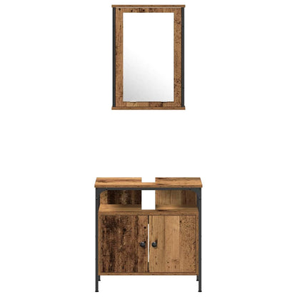 vidaXL Bathroom Furniture Set with Door 3 pcs Brown 33 x 33 x 120.5 cm