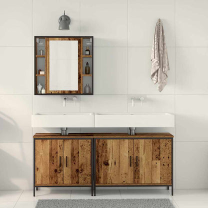 vidaXL Bathroom Furniture Set with Shelf 3 pcs Brown Engineered wood