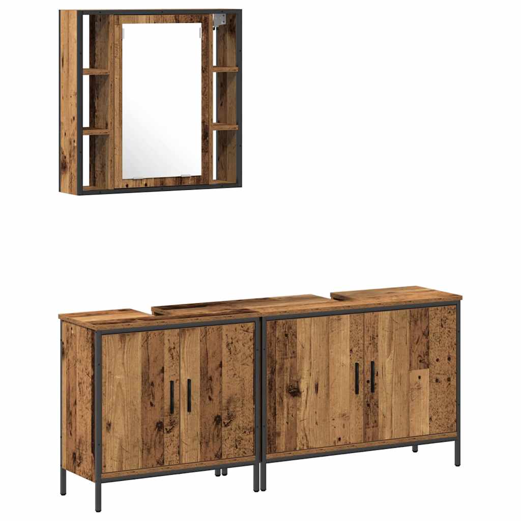 vidaXL Bathroom Furniture Set with Shelf 3 pcs Brown Engineered wood