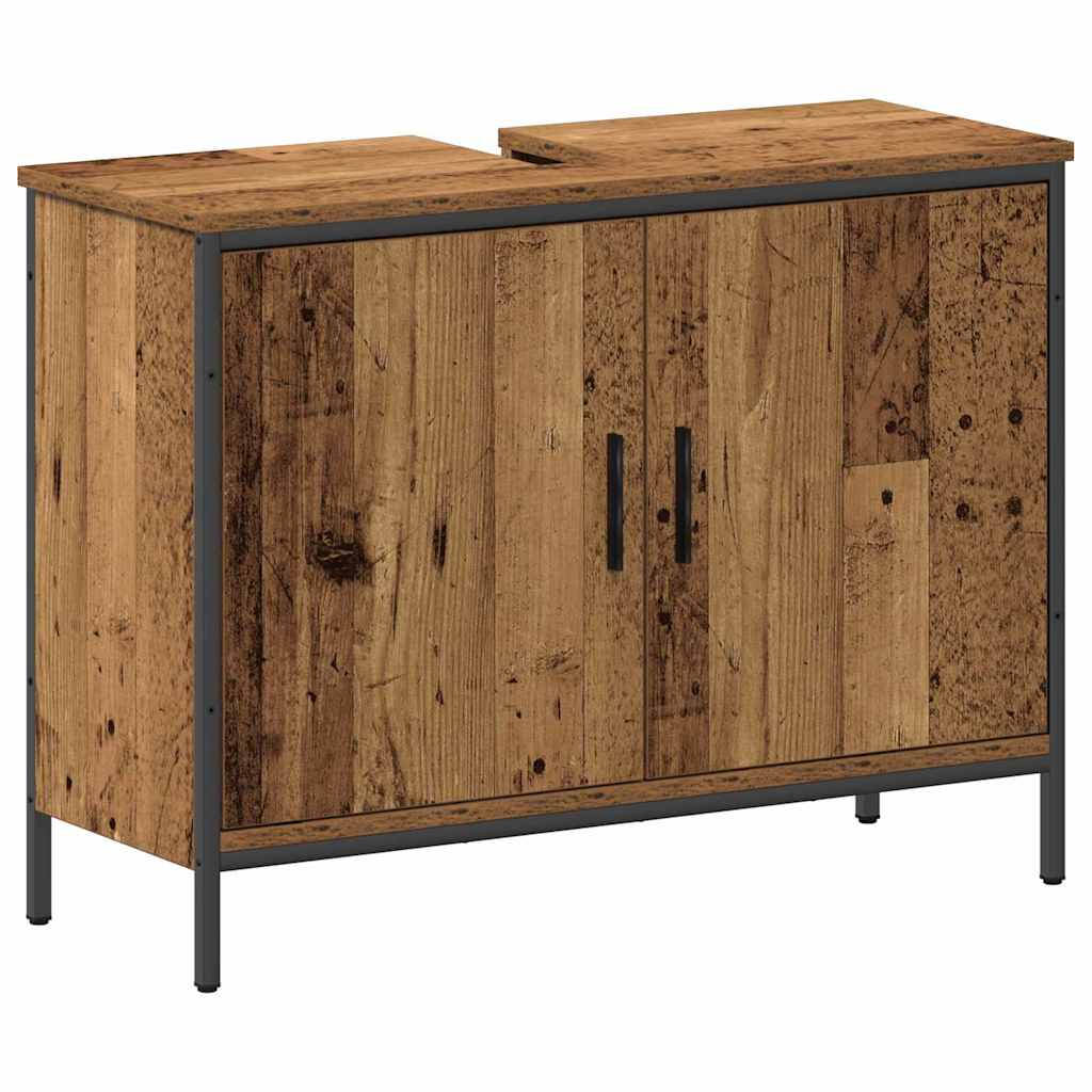 vidaXL Bathroom Furniture Set with Shelf 3 pcs Brown Engineered wood