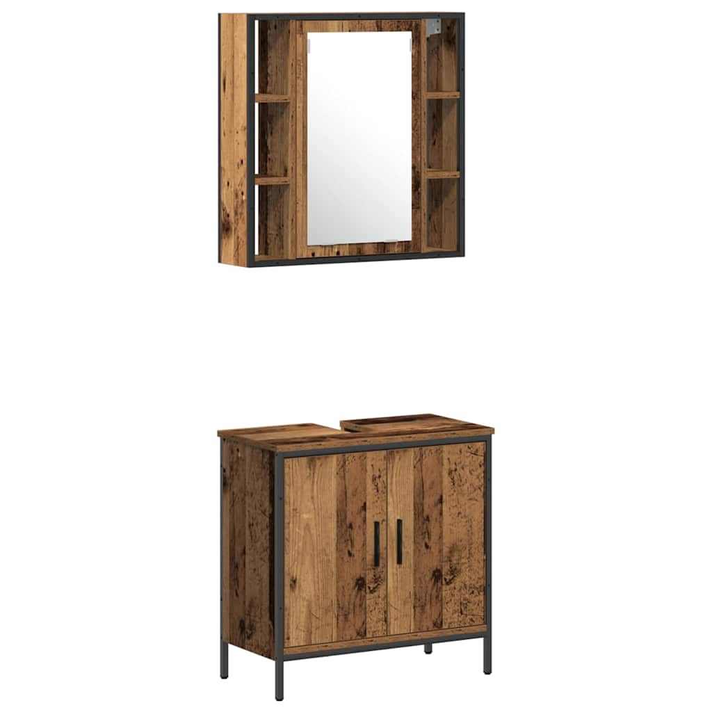 vidaXL Bathroom Furniture Set with Shelf 3 pcs Brown Engineered wood