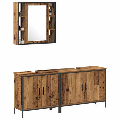 vidaXL Bathroom Furniture Set with Shelf 3 pcs Brown Engineered wood