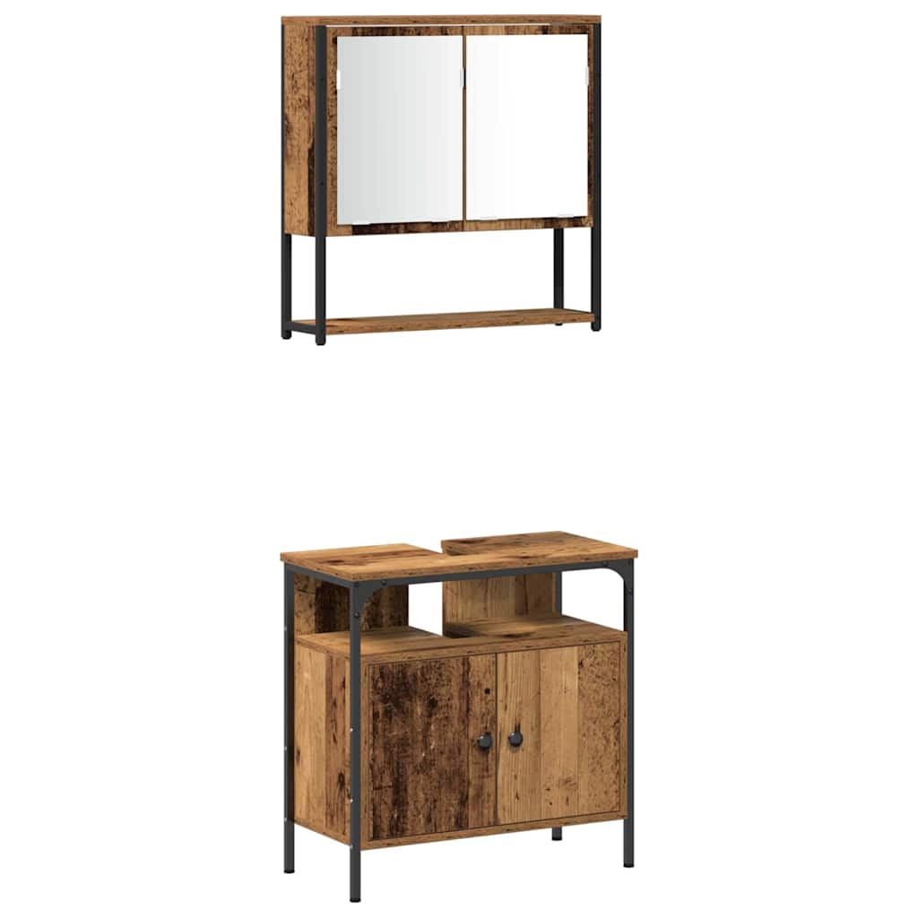 vidaXL Bathroom Furniture Set with Shelf 3 pcs Brown Engineered wood