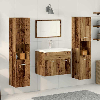 vidaXL Bathroom Furniture Set with Door 4 pcs Old Wood Engineered Wood