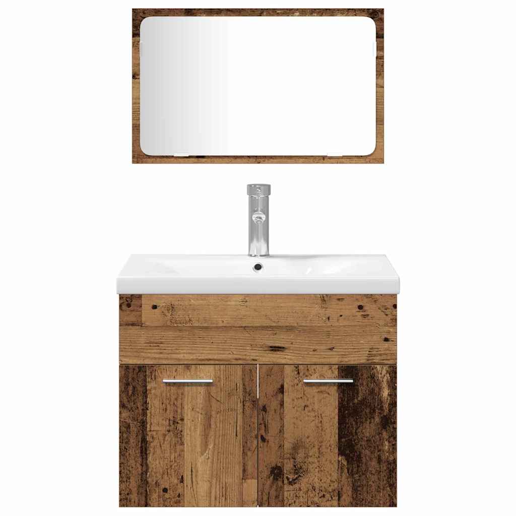 vidaXL Bathroom Furniture Set with Door 4 pcs Old Wood Engineered Wood