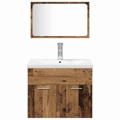 vidaXL Bathroom Furniture Set with Door 4 pcs Old Wood Engineered Wood