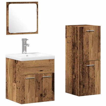 vidaXL Bathroom Furniture Set 4 pcs Old Wood Engineered Wood