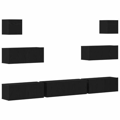 vidaXL TV Cabinet Set 7 pcs Black Oak 100 x 30 x 30 cm Engineered Wood