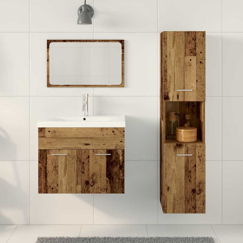 vidaXL Bathroom Furniture Set with Shelf 4 pcs Brown Engineered Wood