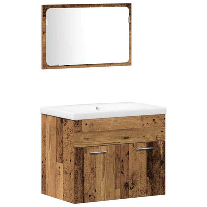 vidaXL Bathroom Furniture Set with Shelf 4 pcs Brown Engineered Wood