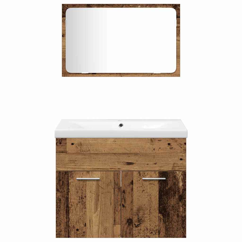 vidaXL Bathroom Furniture Set with Shelf 4 pcs Brown Engineered Wood
