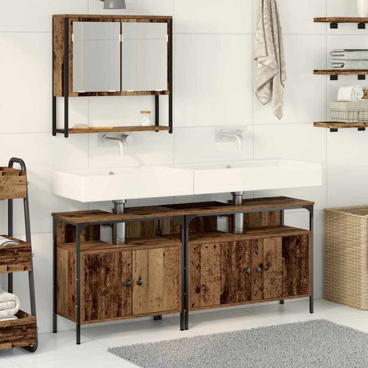 vidaXL Bathroom Furniture Set with Shelf 3 pcs Brown Engineered wood