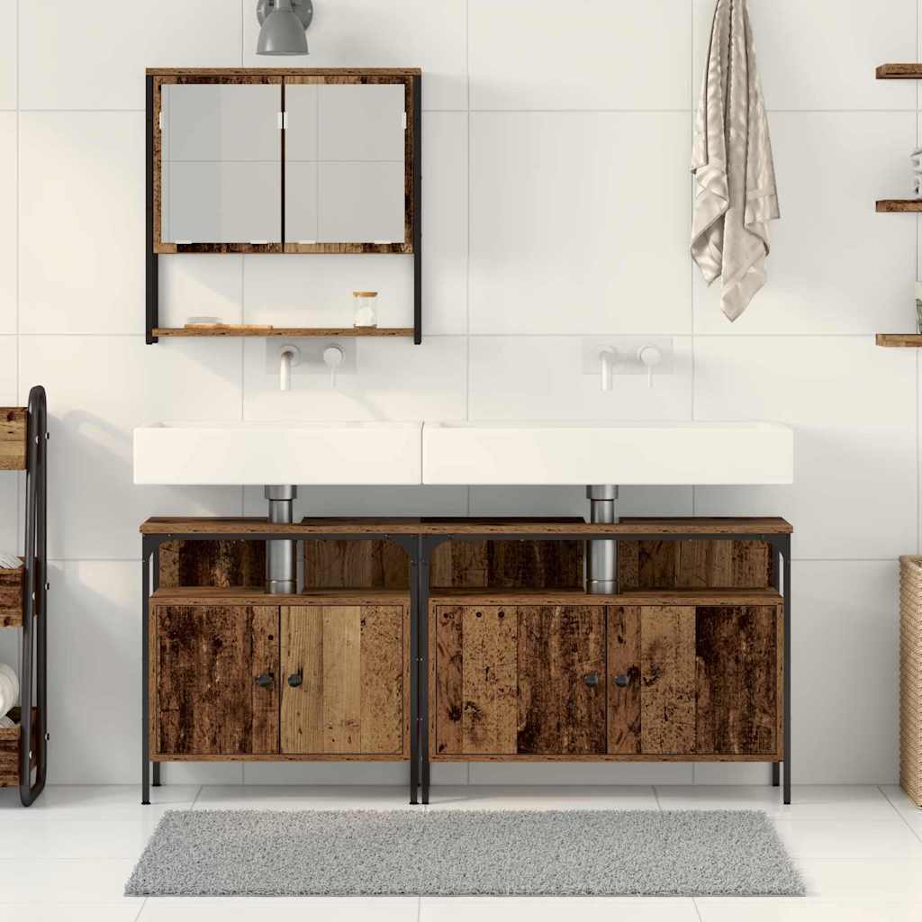 vidaXL Bathroom Furniture Set with Shelf 3 pcs Brown Engineered wood