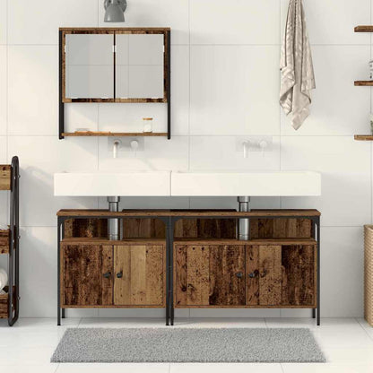 vidaXL Bathroom Furniture Set with Shelf 3 pcs Brown Engineered wood