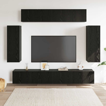 vidaXL TV Cabinet Set 6 pcs Black Oak 100 x 30 x 30 cm Engineered Wood