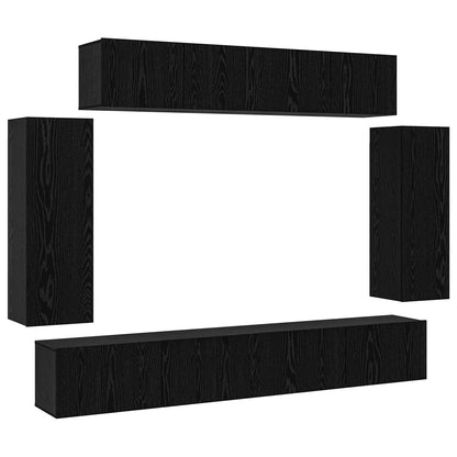 vidaXL TV Cabinet Set 6 pcs Black Oak 100 x 30 x 30 cm Engineered Wood