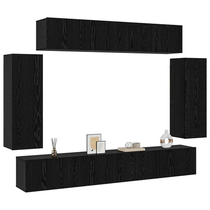 vidaXL TV Cabinet Set 6 pcs Black Oak 100 x 30 x 30 cm Engineered Wood