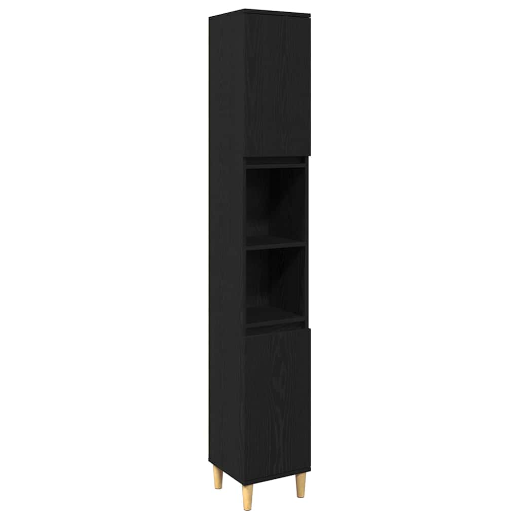 vidaXL Bathroom Furniture Set with Storage 3 pcs Black Engineered wood