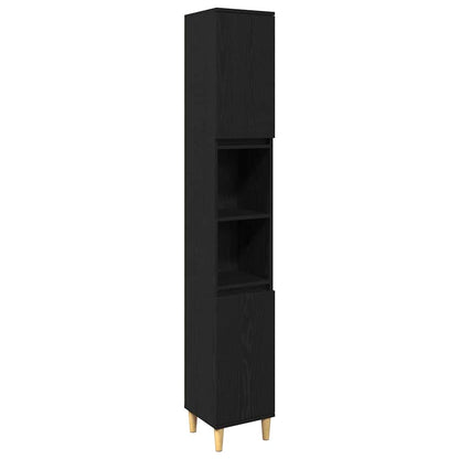 vidaXL Bathroom Furniture Set with Storage 3 pcs Black Engineered wood
