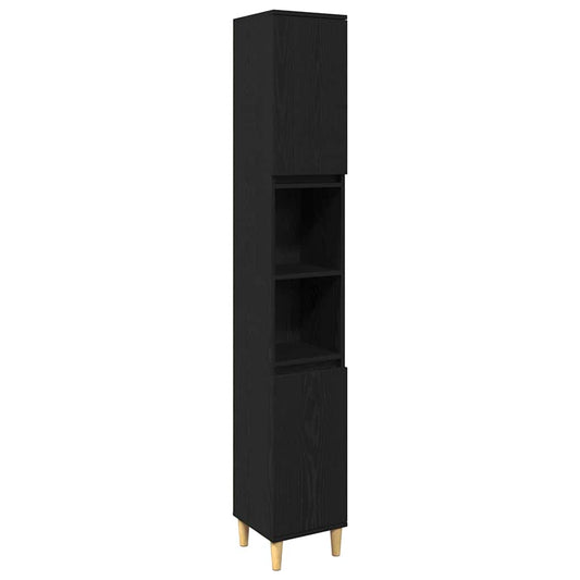 vidaXL Bathroom Furniture Set with Storage 3 pcs Black Engineered wood