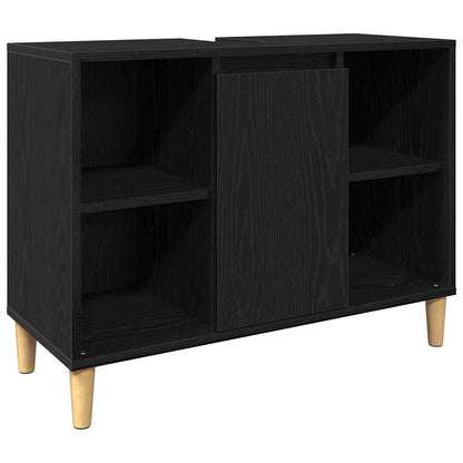 vidaXL Bathroom Furniture Set with Storage 3 pcs Black Engineered wood