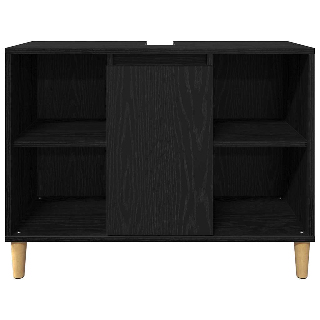 vidaXL Bathroom Furniture Set with Storage 3 pcs Black Engineered wood