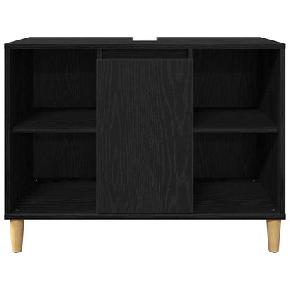 vidaXL Bathroom Furniture Set with Storage 3 pcs Black Engineered wood