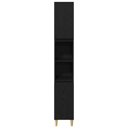 vidaXL Bathroom Furniture Set with Storage 3 pcs Black Engineered wood