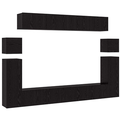 vidaXL TV Cabinet Set Wall-mounted 8 pcs Black Oak Engineered Wood