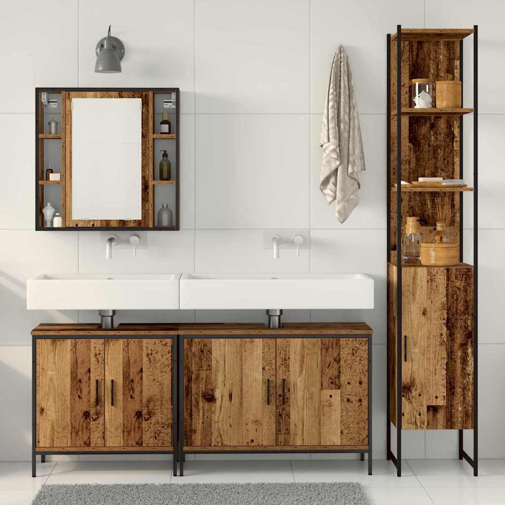 vidaXL Bathroom Furniture Set with Shelf 4 pcs Brown Engineered wood