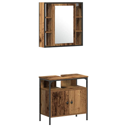 vidaXL Bathroom Furniture Set with Door 4 pcs Old Wood Engineered Wood
