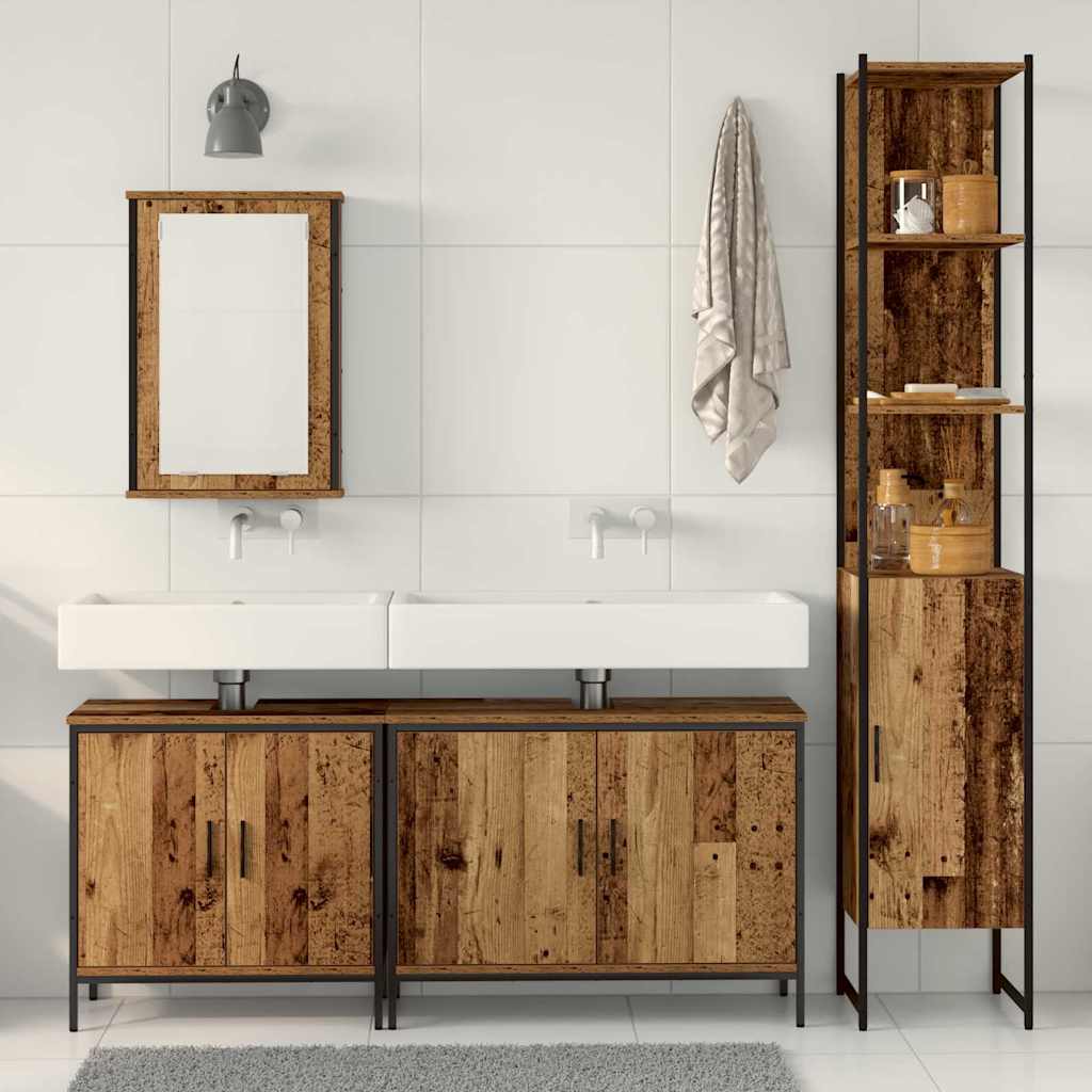vidaXL Bathroom Furniture Set with Shelf 4 pcs Brown Engineered wood